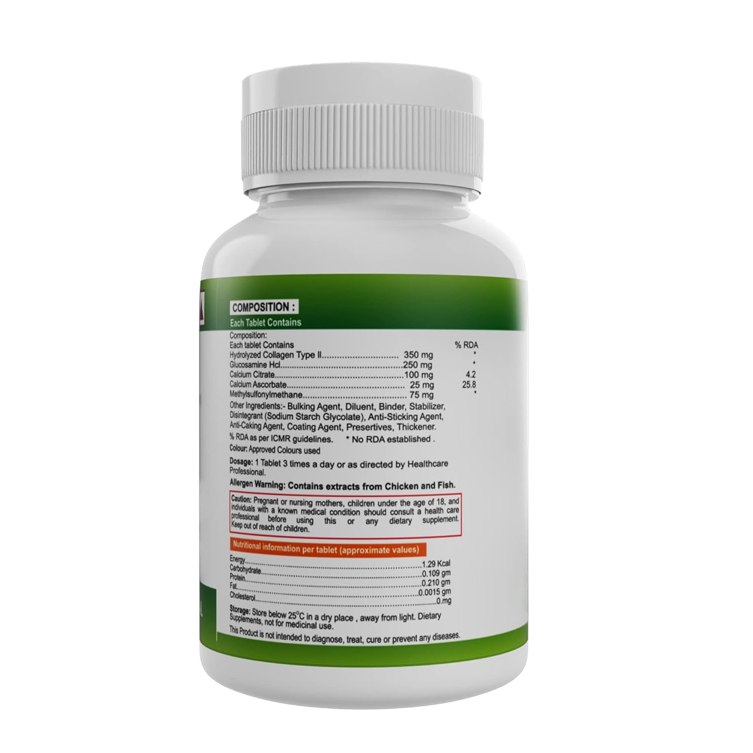 Nveda Joint Support for keeping Joints healthy containing Collagen Type 2, Glucosamine, Calcium and MSM (60 Nos)