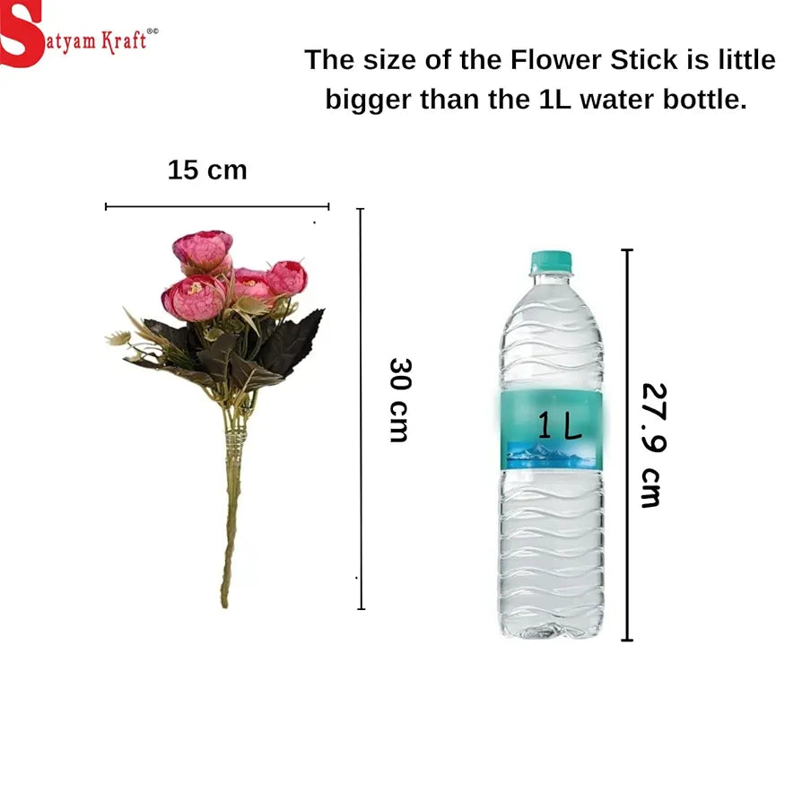 2 Pcs Artificial Rose Flower Sticks Multicolour