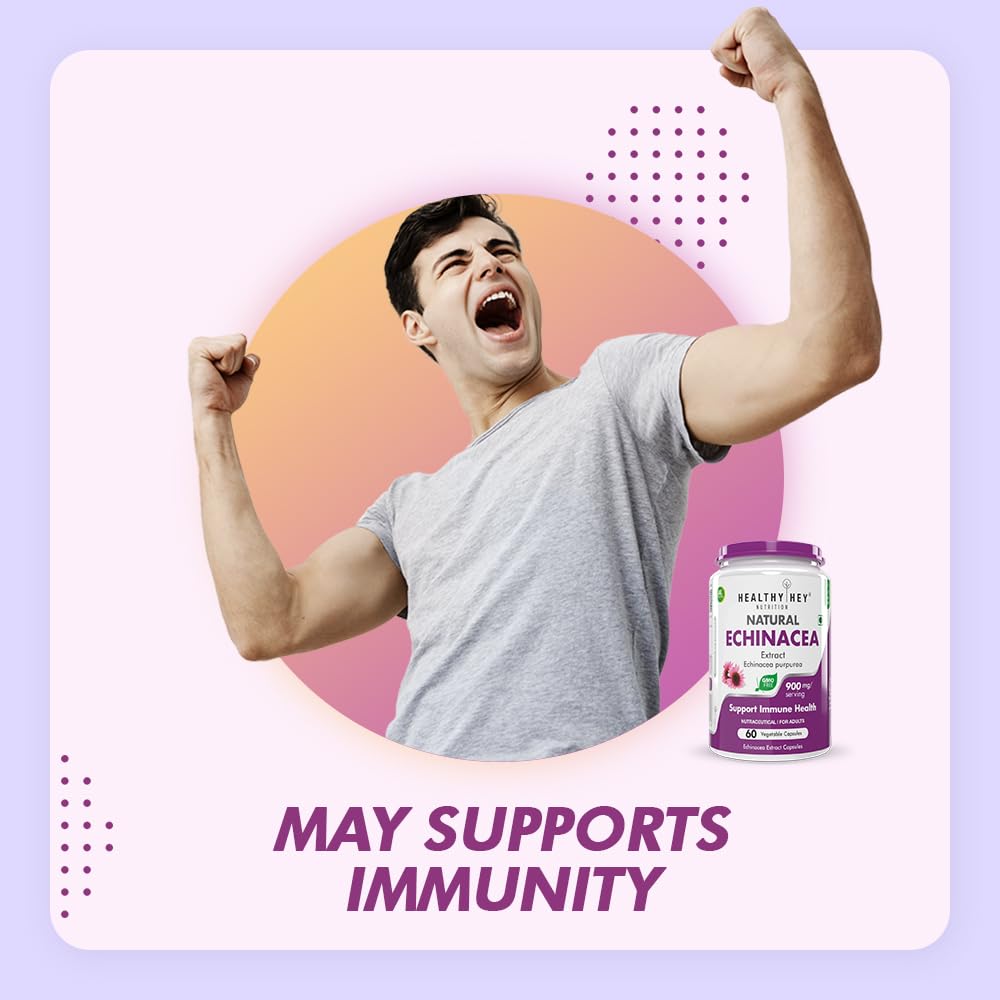 HealthyHey Nutrition Echinacea for Immune Health to Support Immune System 60 Veg. Capsules