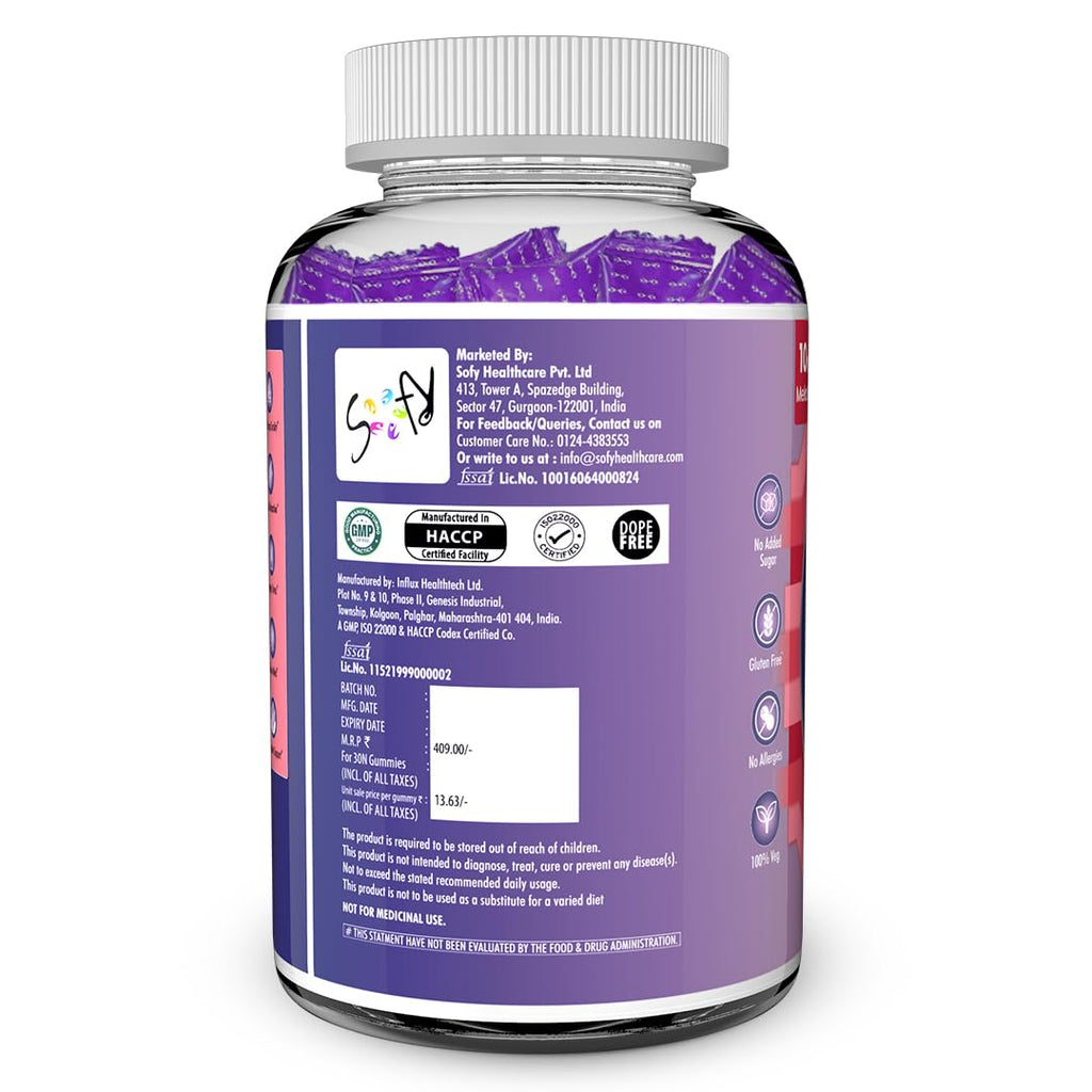 NATURYZ Yummeez Melatonin 10mg Gummies for Sleep - Non-Addictive | No Added Sugar | Valerian Root, Chamomile | Enhance Sleep Quality for Restful Nights, Wake Up Fresh & Energetic - 30 gummies(Orange Flavour)