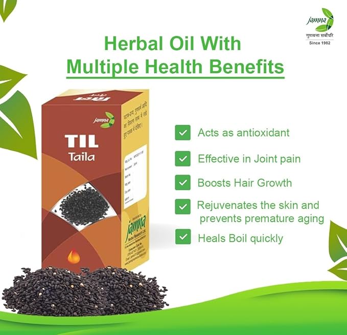 Jamna Herbal Til Taila | Pure Sesamin Oil - 100 Ml | Pack of 3