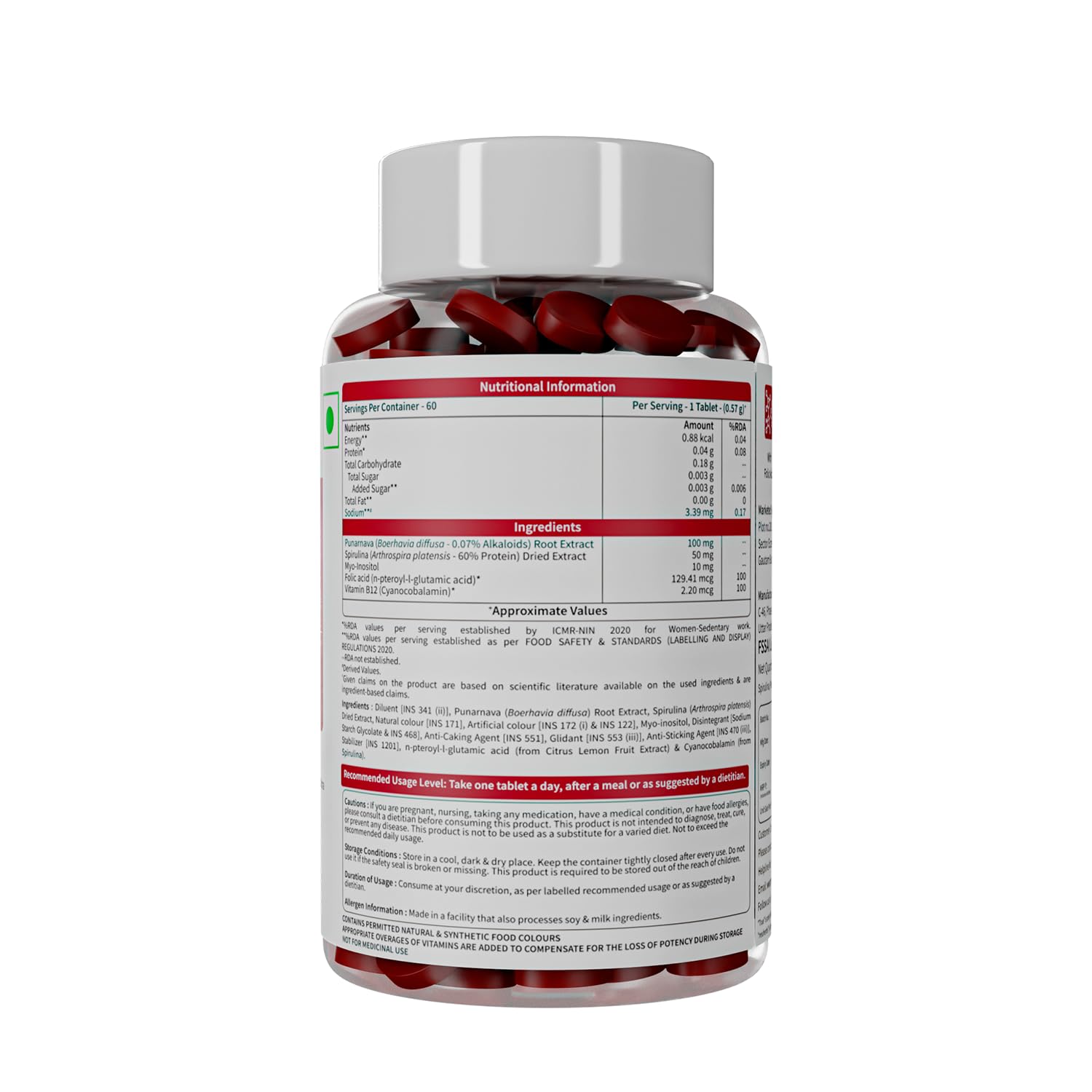 Neuherbs Plant Based Vitamin B12-60 Tablets | True B12 Supplement With Myo-Inositol, Punarnava & Spirulina | Boost Energy, Brain & Nerve Health, Promotes Metabolism | For Men & Women
