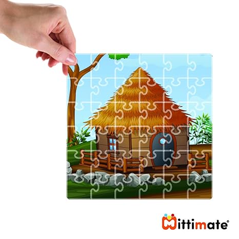 Mittimate Hut Jigsaw Puzzle Game for Kids Age 4 to 6 Old 36 Pieces Puzzle Toy