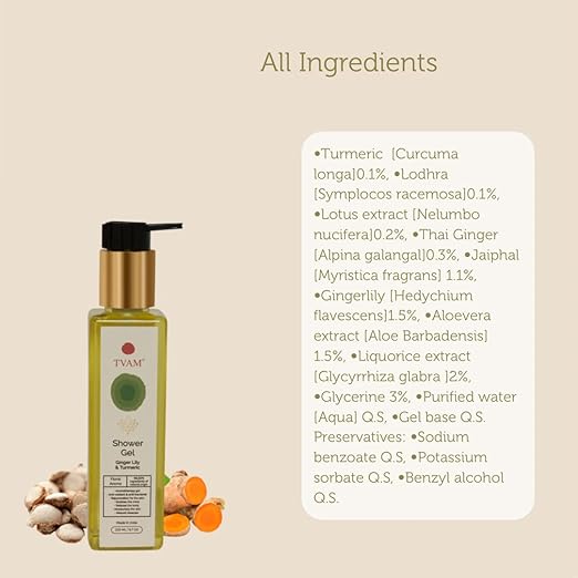 TVAM Organic Aromatherapy Shower Gel Ginger Lily Turmeric - 200 ml