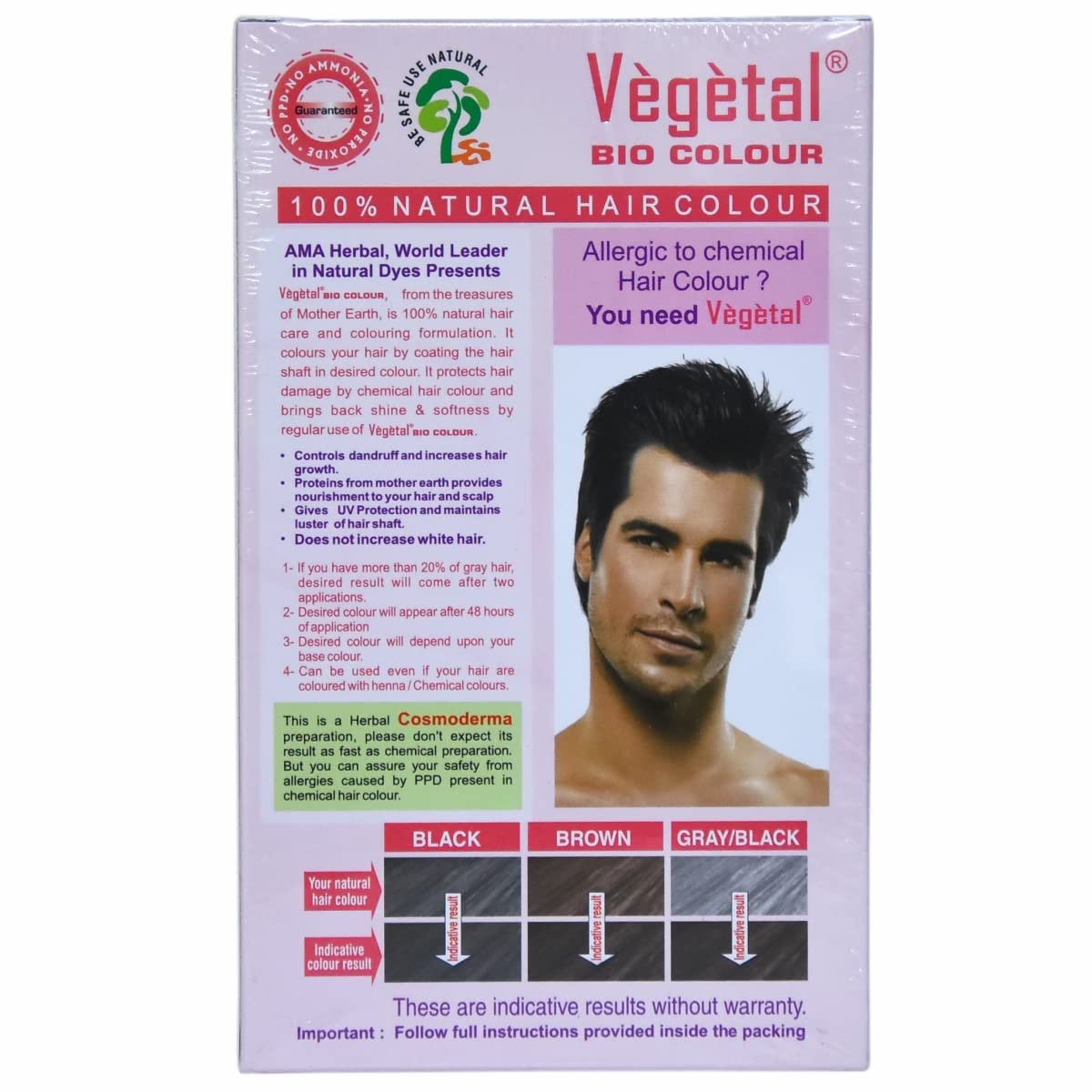 Vegetal Bio Hair Colour - Soft Black - 50 gms