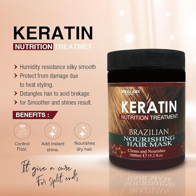 Keralooks Professional Keratin Brazilian Nourishing Hair Mask - 1000 ml