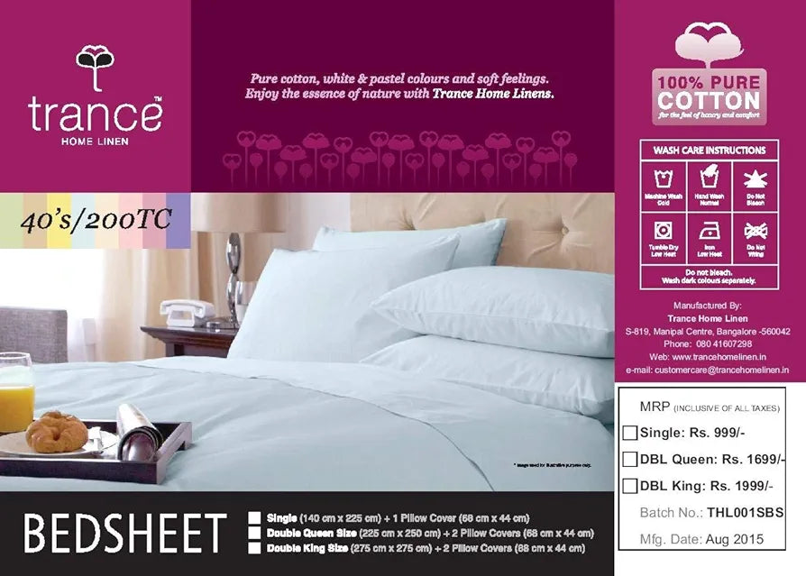 Trance Home Linen 100% Cotton 78x72 inch King Fitted 200TC Satin Stripe Elastic Fitted Bedsheet with 2 Pillow Covers Colour Maroon