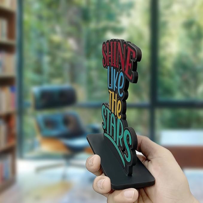 Artvibes Wooden Idols and Figurine Shine Like the Stars Inspirational Quotes Table Decor for Office Desk Showpiece