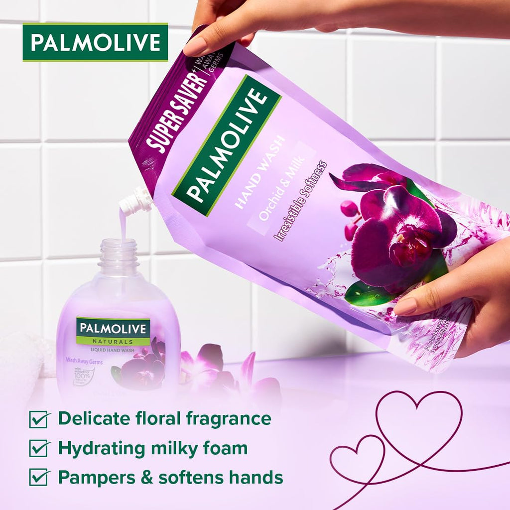 Palmolive Naturals Black Orchid & Milk Liquid Hand Wash, 750 ml Refill Pack | Delicate floral fragrance | Hydrating milky foam | Softens hands