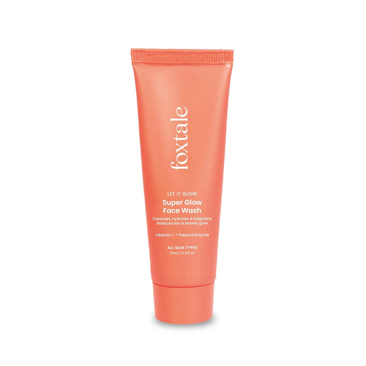 Foxtale Super Glow Detan Face Wash with Vitamin C & Papaya enzyme, Tan Removal, Brightens & Reduces Pigmentation, Gentle Exfoliation | Face Wash for Men & Women | All Skin Types - 15ml