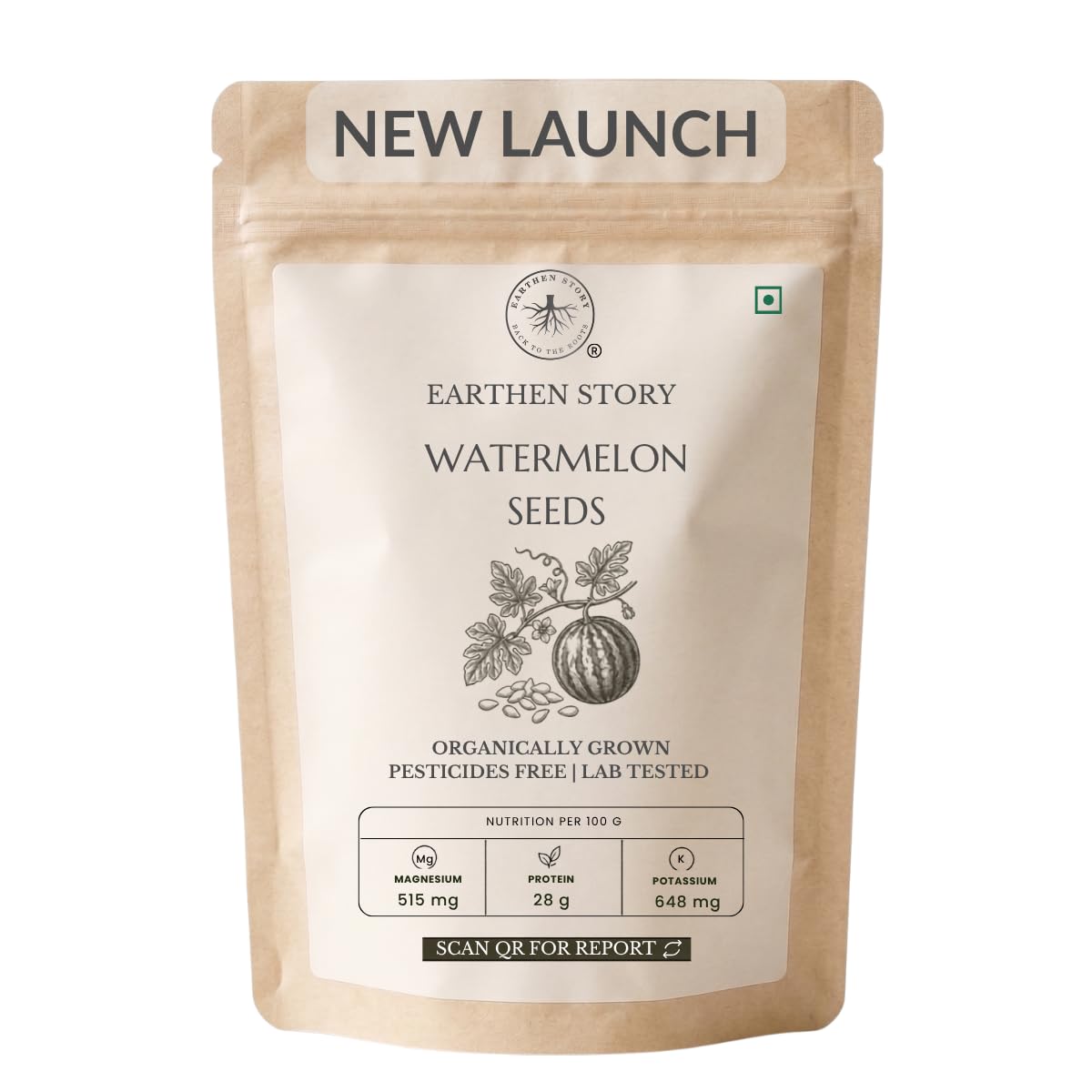 Earthen Story Watermelon Seeds, 500g | Premium Edible Seeds | Pesticide Free & Lab Tested for Pesticide Residues | Rich in Protein & Fiber | Healthy Snack & Superfood