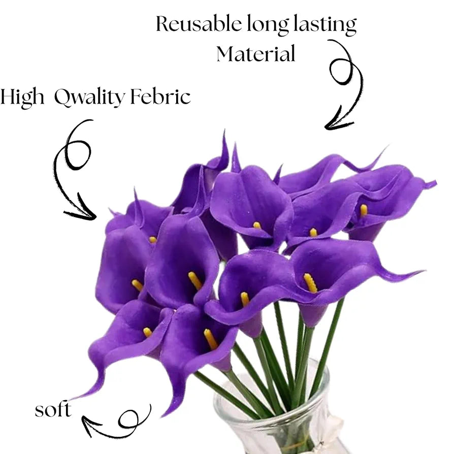 Artificial Foam Tulip Lily Flower Sticks 5 Pcs Purple
