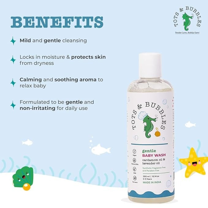 Tots & Bubbles Gentle Baby Body Wash with Natural Lavender & Cardamom Oil - 50ml