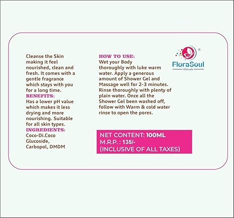 FloraSoul Naturals Body Wash Shower Gel For All type Skin Man & Women | Fragrance - Lily Tuberose | 100 Ml
