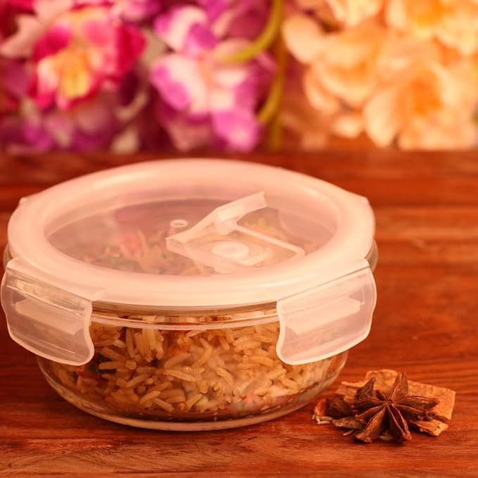 Femora Borosilicate Glass Containers for Kitchen | Storage Box for Kitchen With Air Vent Lid | Set of 1 | 380 Ml