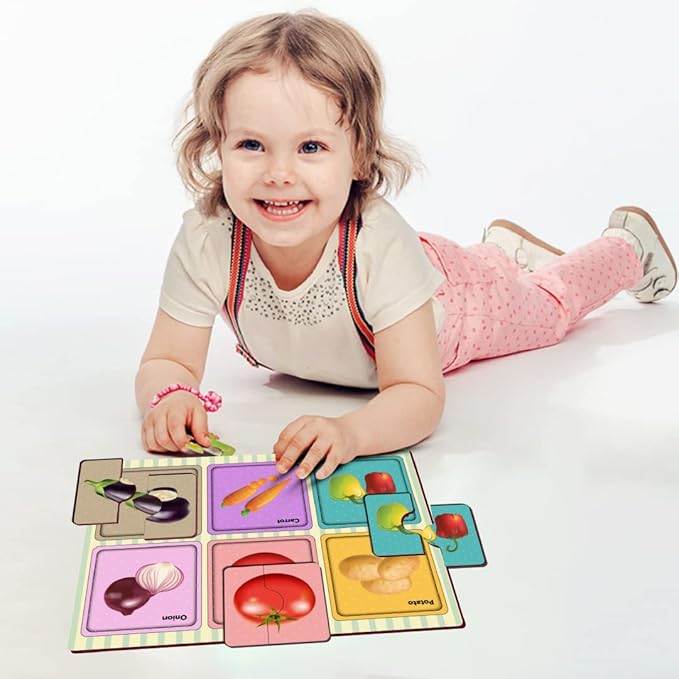 Mini Leaves Wooden Puzzle: My Vegetables My First Puzzle | Beginner Puzzle for Kids | 2 Pieces Puzzles Set of 6