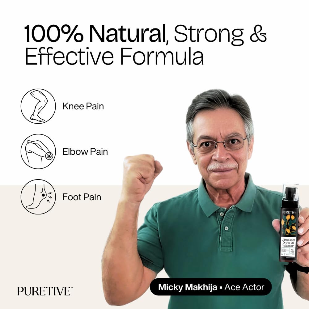 Puretive Ultra Relief Ortho Oil for Joint Pain, Sciatica & Frozen Shoulder â€“ Natural Heating Massage Oil for Winter | Eases Back, Neck & Muscle Stiffness | Fast-Absorbing & Non-Sticky | 100 ml