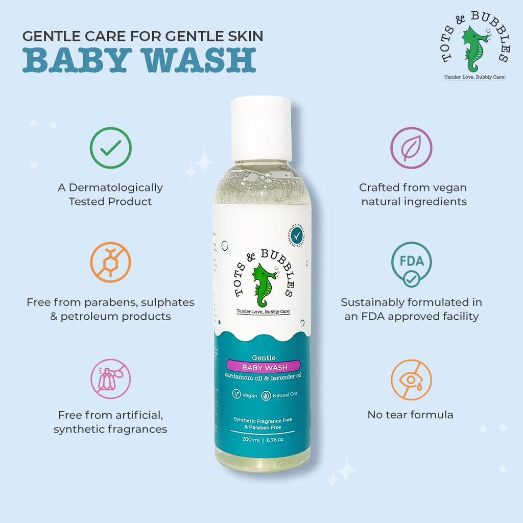 Tots & Bubbles Gentle Baby Body Wash with Natural Lavender & Cardamom Oil - 200ml