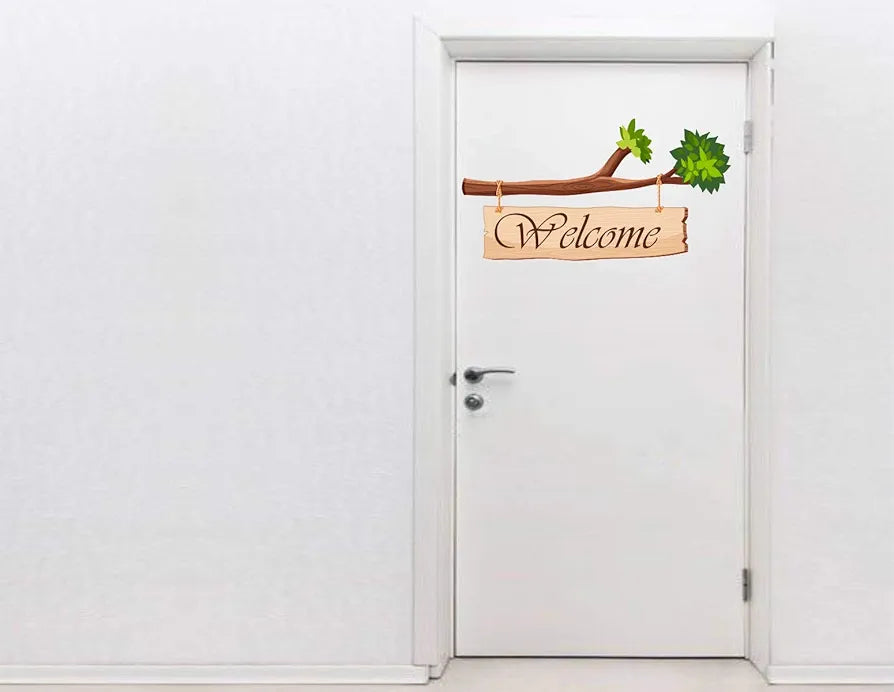 Decal O Decal Welcome for Entrance Door with Tree Branch Wall Stickers -Self-Adhesive