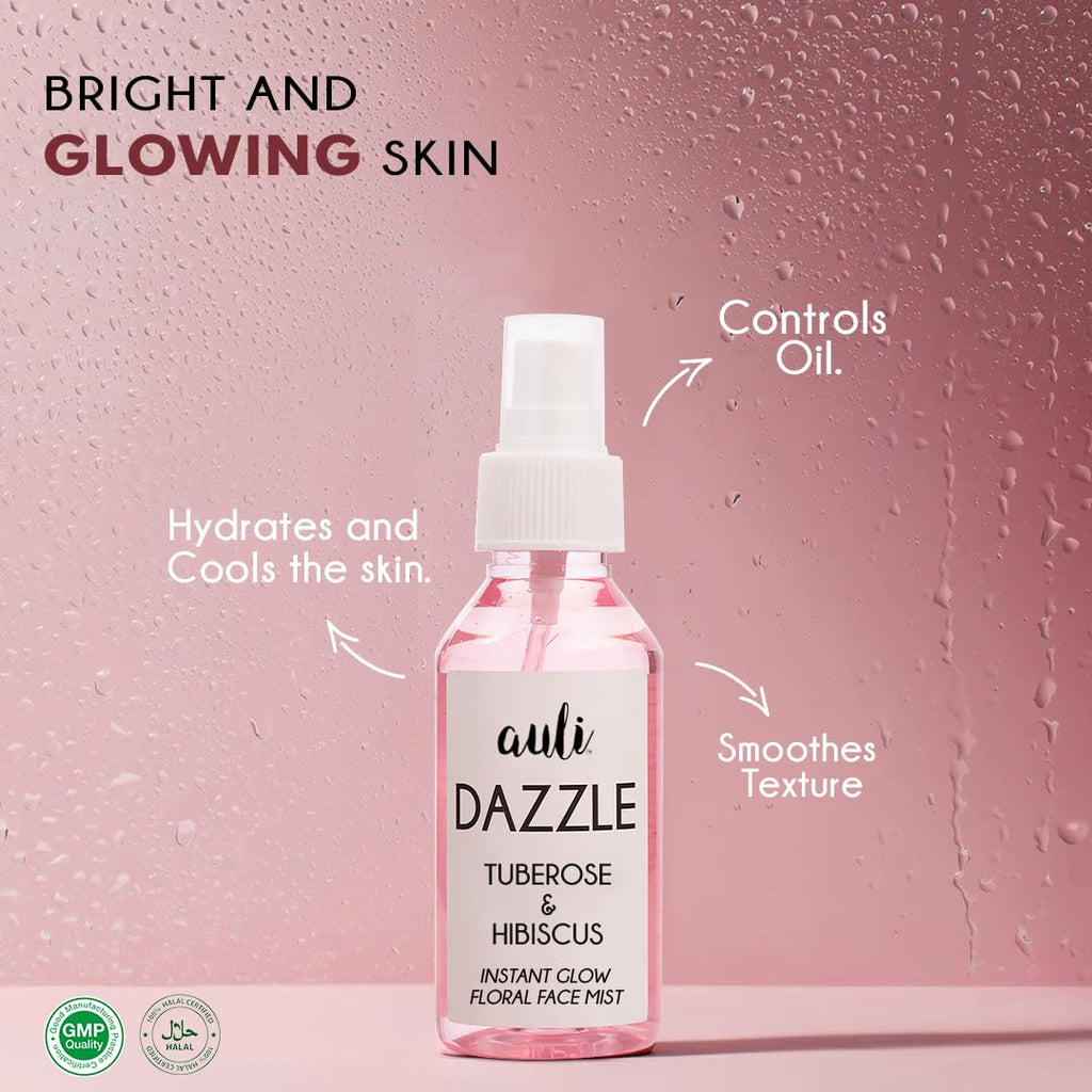 Auli Dazzle Tuberose & Hibiscus Instant Glow Floral Face Mist & Toner - 120 ml