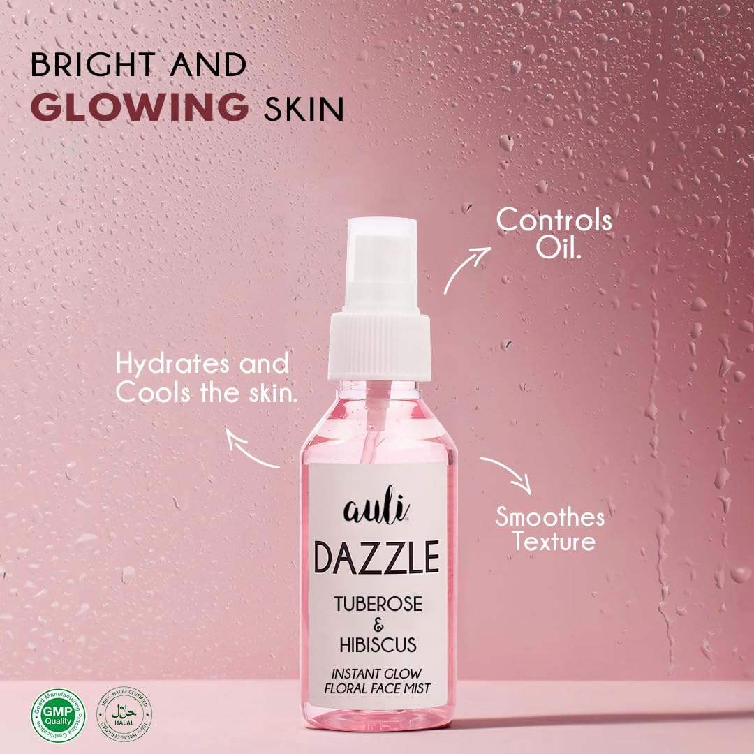 Auli Dazzle Tuberose & Hibiscus Instant Glow Floral Face Mist & Toner - 120 ml