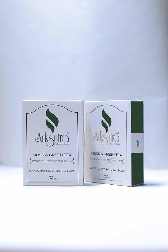 Arksutra Musk & Green Tea Soap Infused With Pure Tea Tree Extract (Handcrafted Soap) - 125 gms (Pack of 2)