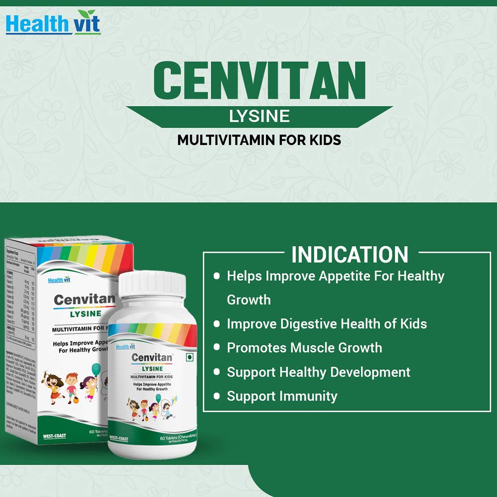 Healthvit Cenvitan Lysine Multivitamin for Kids- 60 tabs