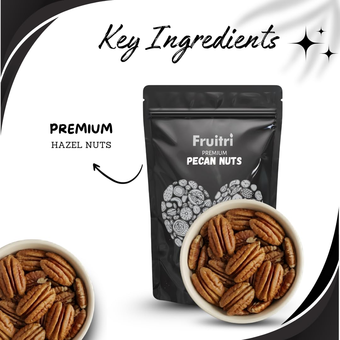 Fruitri American Pecan Nuts �100g, Raw & Fresh | Natural, Keto & Paleo Friendly Snack Nuts and Dry Fruits