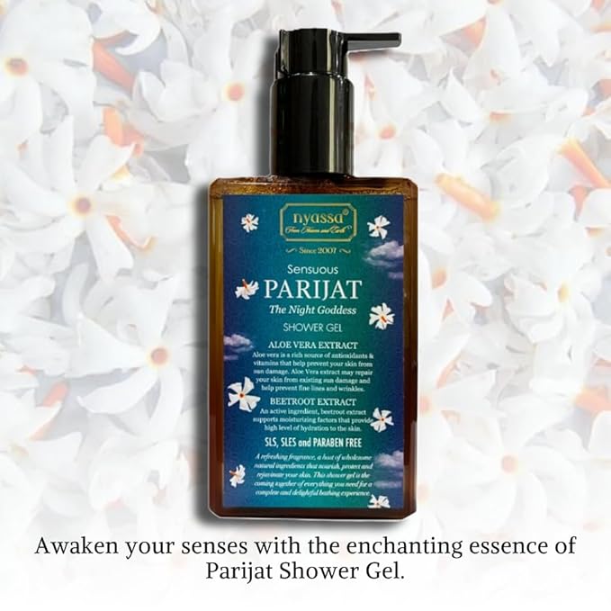 Nyassa Sensuous Parijat Shower Gel - 215 Ml | Soft, Glowing & Moisturised Skin