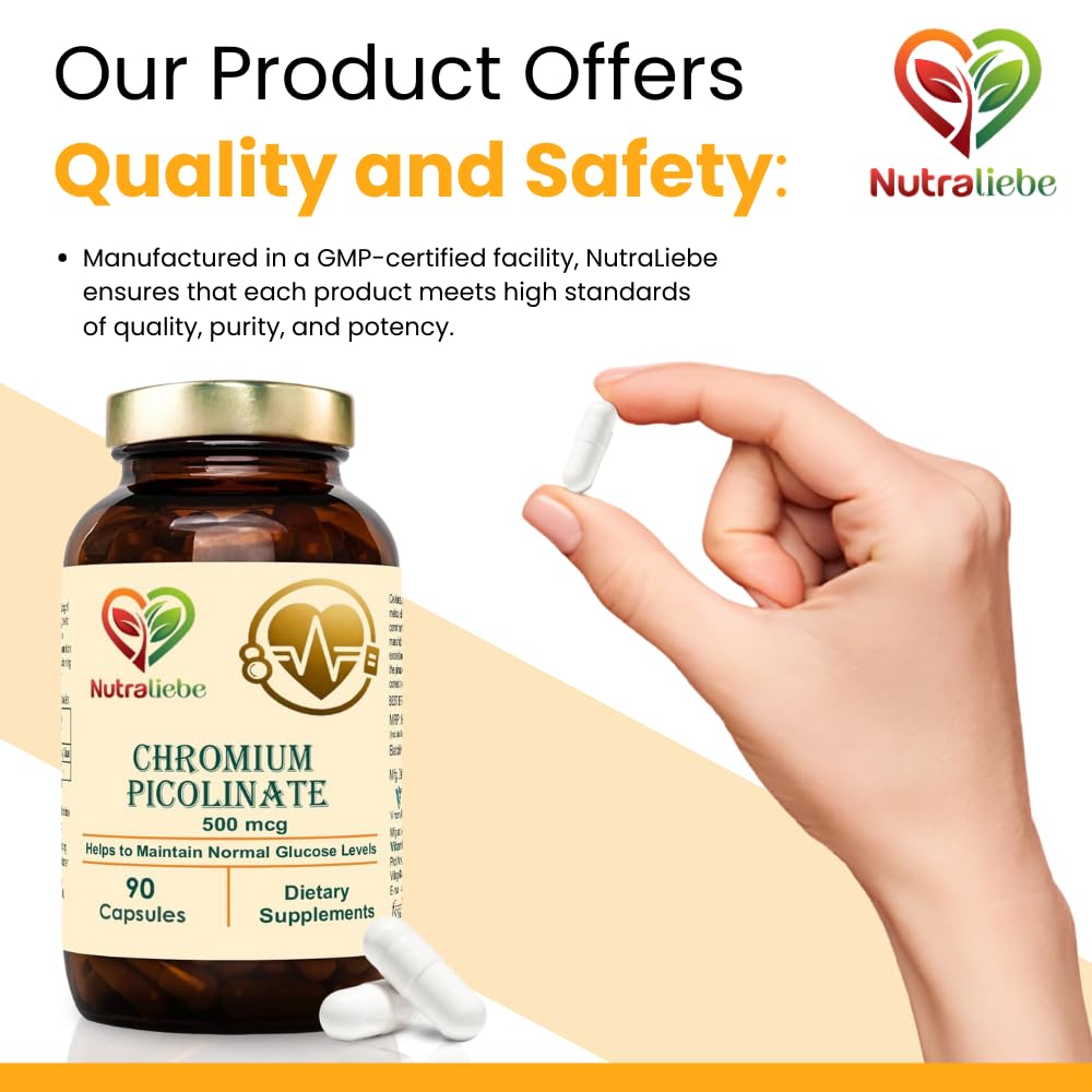 Nutraliebe Chromium Picolinate 400mcg- Optimal Blood Sugar Support, 90 Capsules