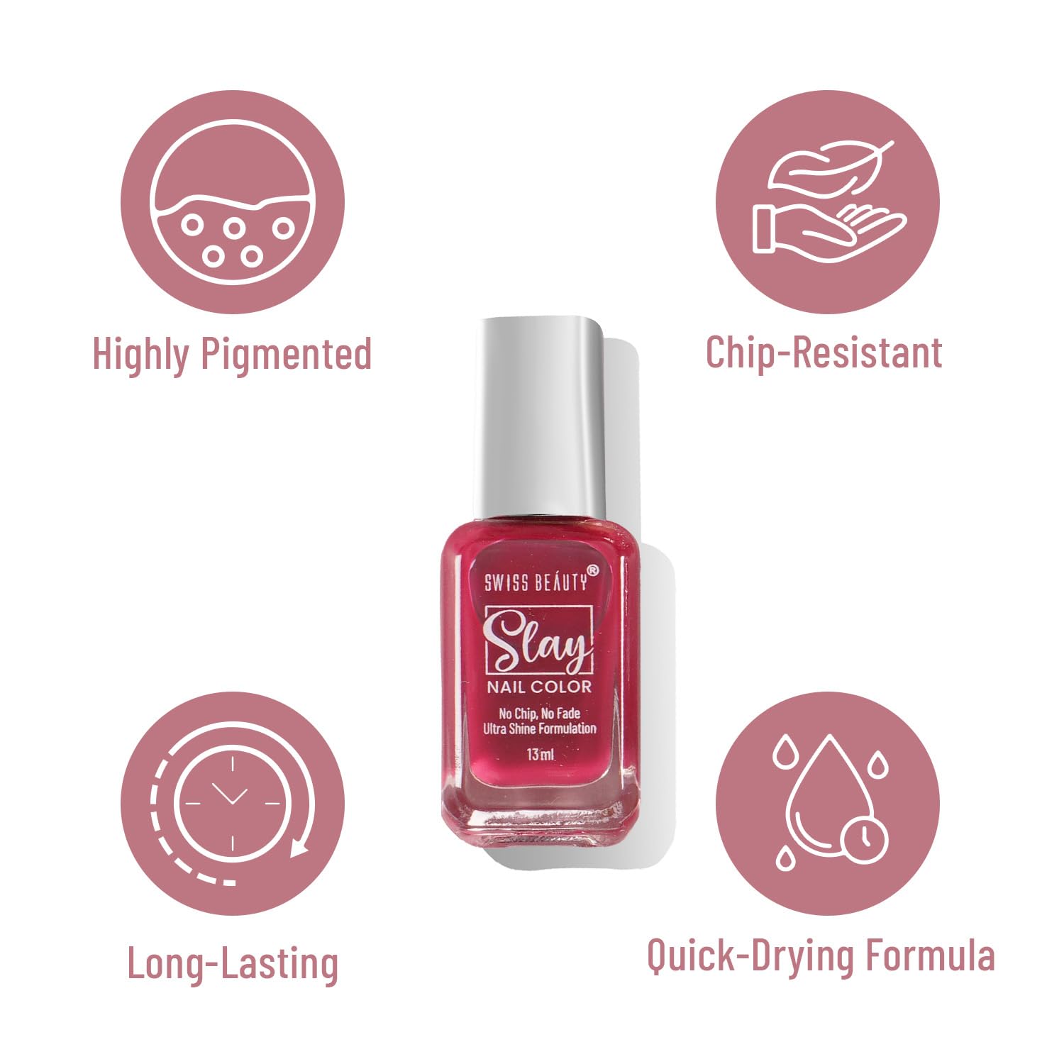 Swiss Beauty Slay Nail Colour â€“ Vibrant, Glossy & Long-Lasting - 13 ML, Classic Cream