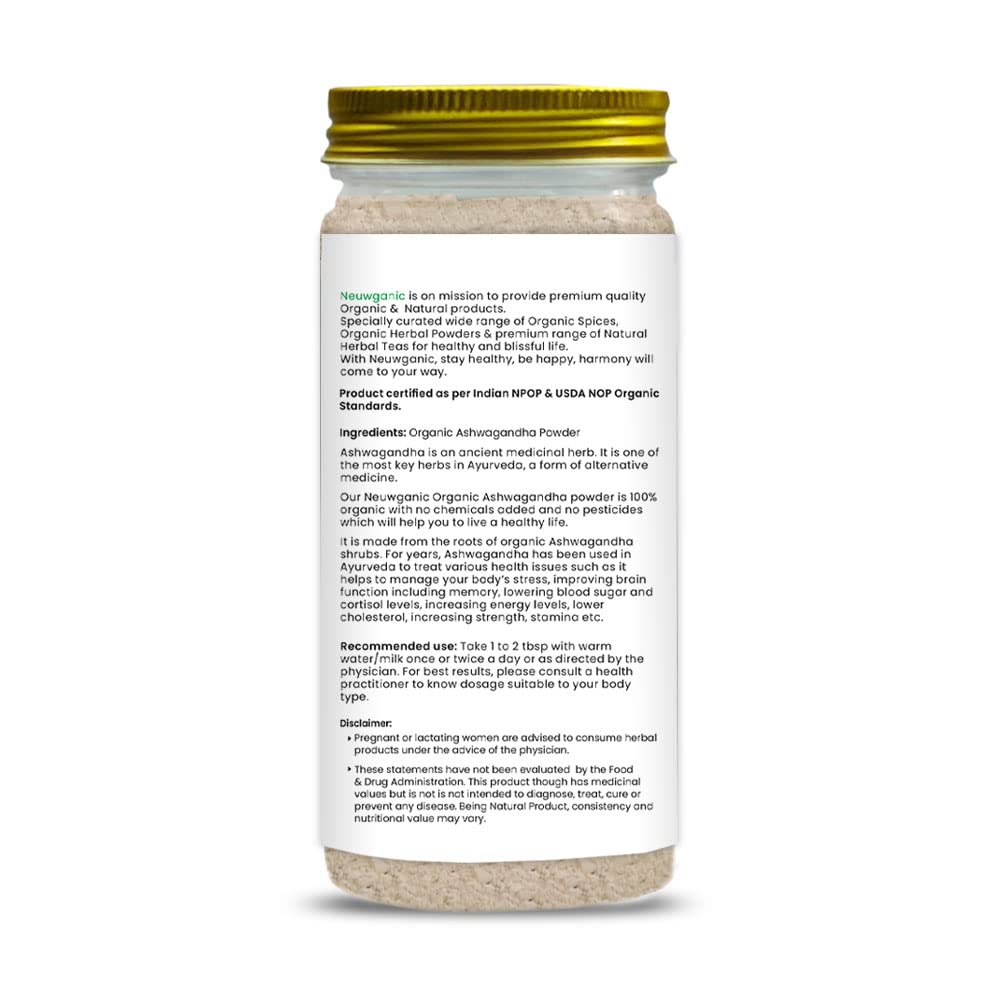 Neuwganic Organic Ashwagandha Powder (Root) -  200 Grams
