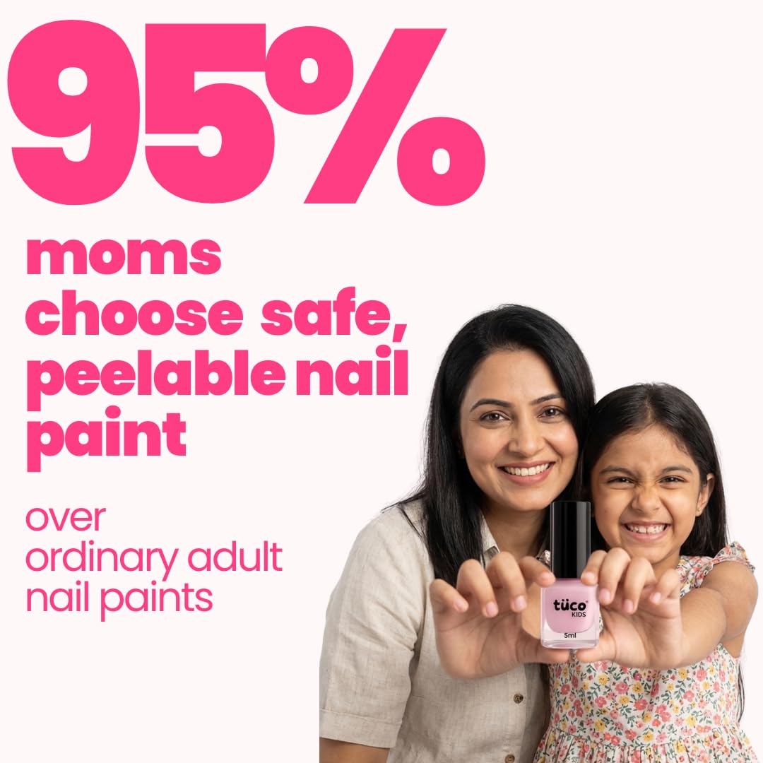 TucoÂ® Kids Water Based Safe Nail Polish for girls | Easy to Peel Off, Non Toxic, Natural & Safe for Kids | Play Safe with Chemical Free Nails for Daughters | Pack of 1x5ml | Pink
