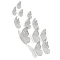 Xtore 12pcs 3D Home Decor Silver Butterfly Beautiful Decor - Silver Pack of 12