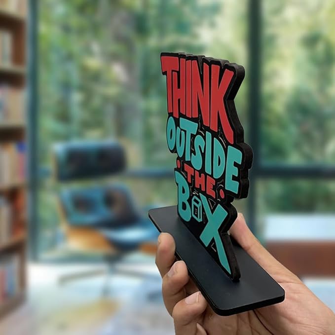 Artvibes Wooden Idols and Figurine Think Outside the Box Quotes Table Decoration for Office Desk | Home Decor Item
