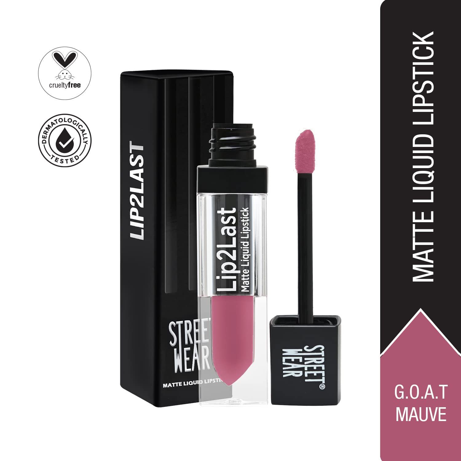 STREET WEAR Lip2Last Matte Liquid Lipstick -G.O.A.T Mauve (Mauve) - 5 ml - Transferproof, Smudgeproof, Mask Friendly, Non-Drying Formula, Enriched With Vitamin E - Lasts AM To PM!