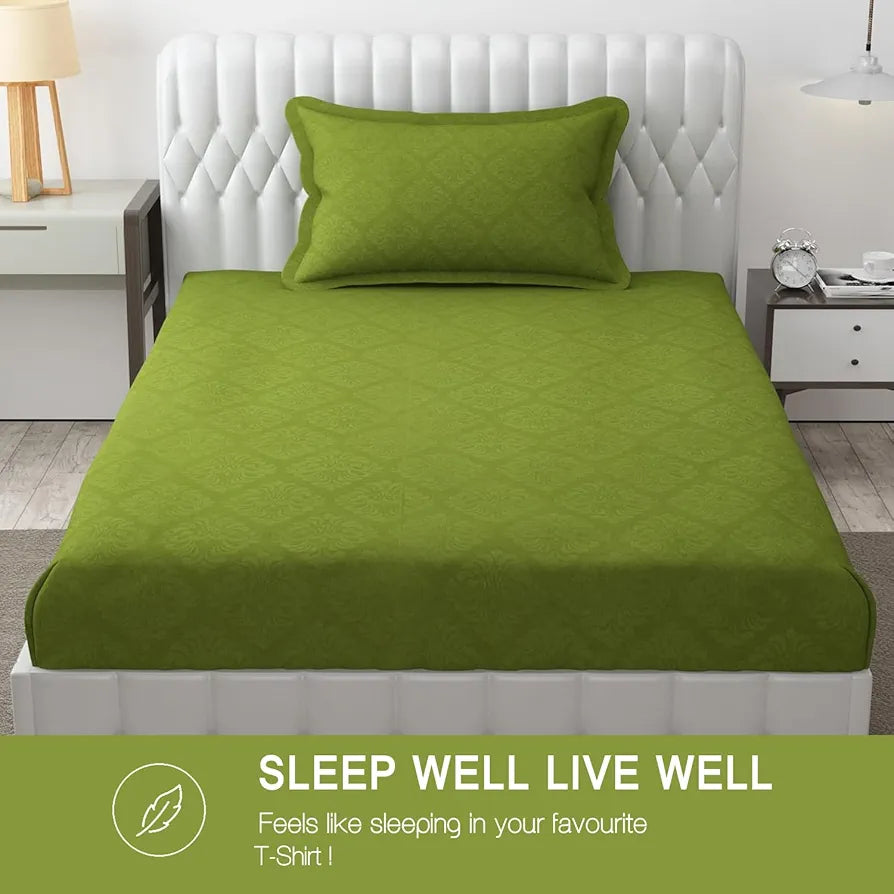 Fresh From Loom Single Bedsheet Microfiber Bedsheet Set Rotary Printed Hypoallergenic Wrinkle Free with 1 Pillow Covers Corn Green Damas