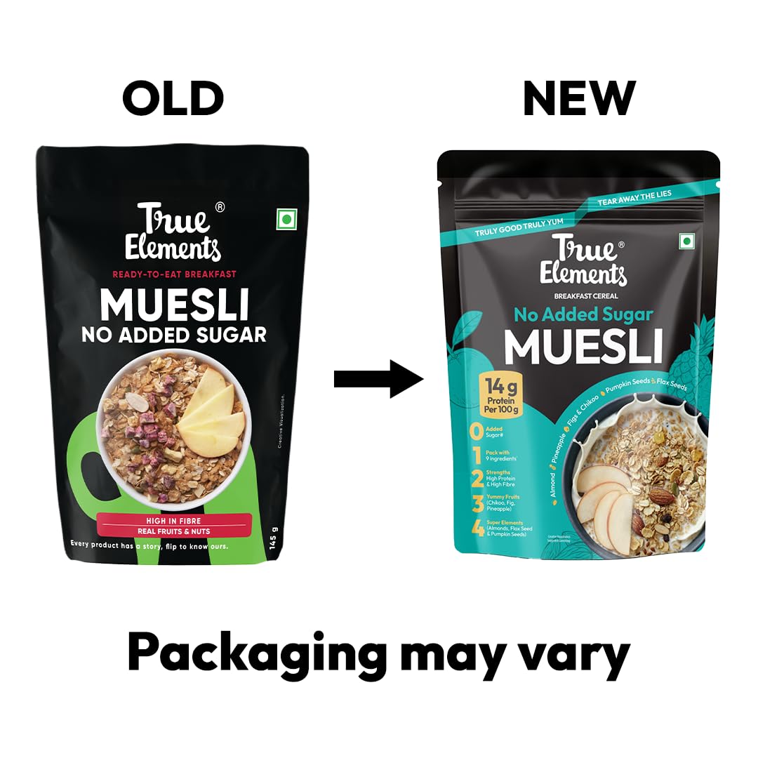 True Elements Muesli Sugar Free 1.2 kg - 100% Wholegrain Muesli | No Added Sugar | Diet Food for Weight Management | Healthy and Quick Breakfast | Millet Muesli - 18% Jowar | HIgh Protein