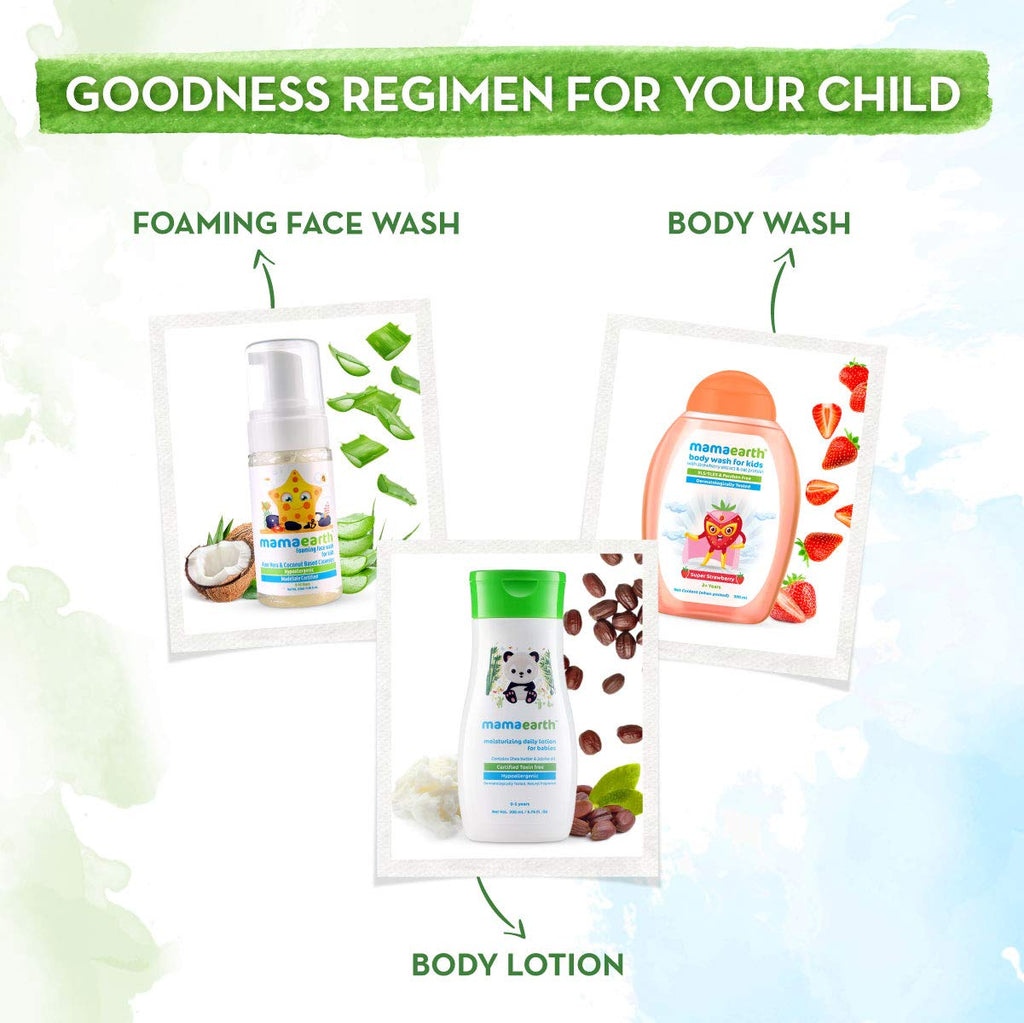 Mamaearth Super Strawberry Body Wash For Kids - 300 ml | Infused with Strawberry and Oat Protein | Gently Cleanses Skin, Dermatologically Tested, SLS/SLES and Paraben Free