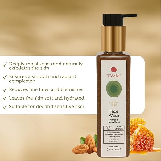 TVAM Face Wash Almond Honey Scrub for Dry Skin - 200 ml