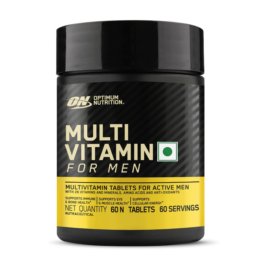Optimum Nutrition (ON) Multivitamin for MENâ€“ 60 Tablets, 26 Vitamins & Minerals, Amino Acids & Anti-Oxidants (Green Tea Extract, Beta Carotene, Lutein, Lycopene). Vegetarian.