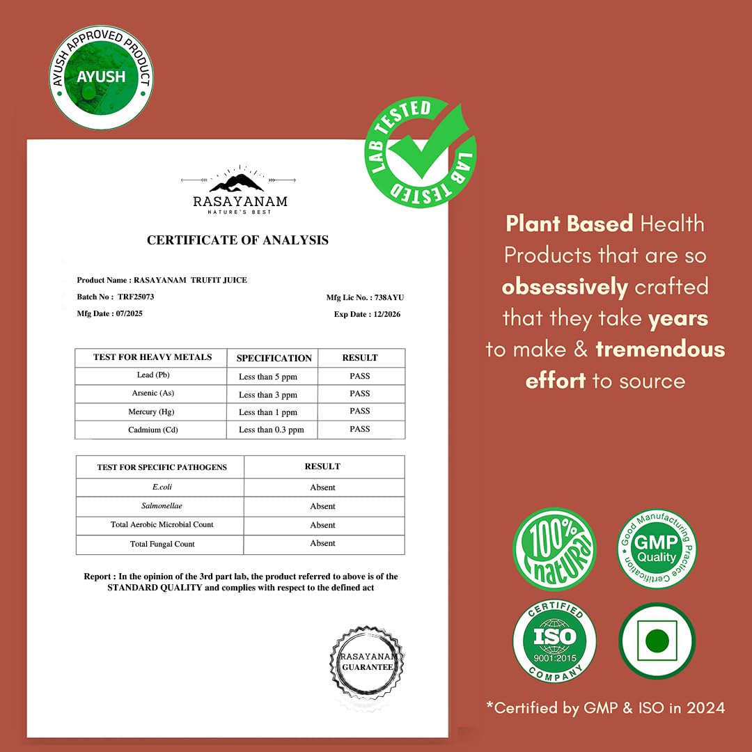 Rasayanam TruFit Juice 750 ml | 17 Herbs for Weight Management & Digestion | Kwath Method | No Sugar | Garcinia, Green Tea, Amla & Moringa | 100% Natural & Safe
