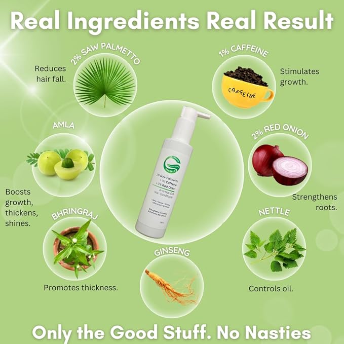 Greenviv 2% Saw Palmetto + 1% Caffeine + 3% Red Onion Anti-Hair Fall Conditioner - 200 ml