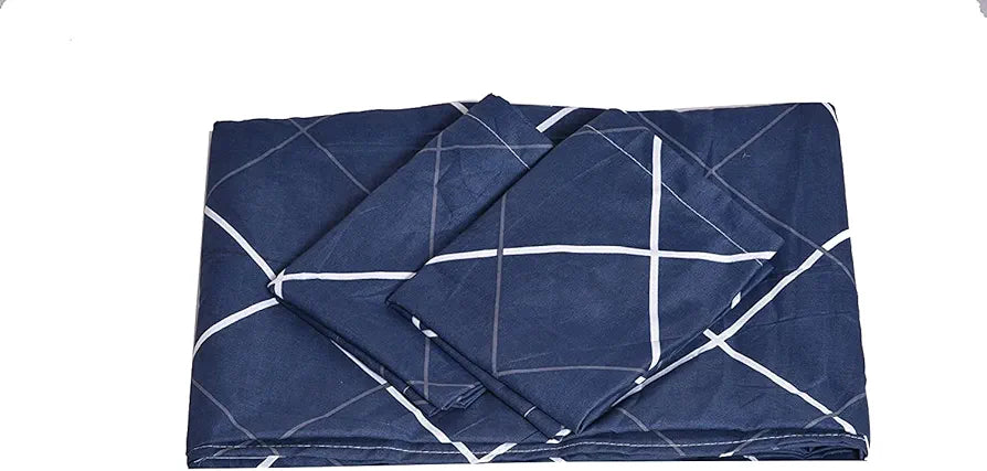 The Home Style Cotton Feel Glace Cotton All Around Elastic Fitted Printed King Size Double Bed Bedsheet With 2 Pillow Cover,300 TC Navy Blue