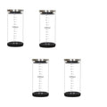 Femora Storage Jars Borosilicate Glass With Silicon Bottom Air Tight Jar With Steel Lid | 900 Ml | Pack of 4