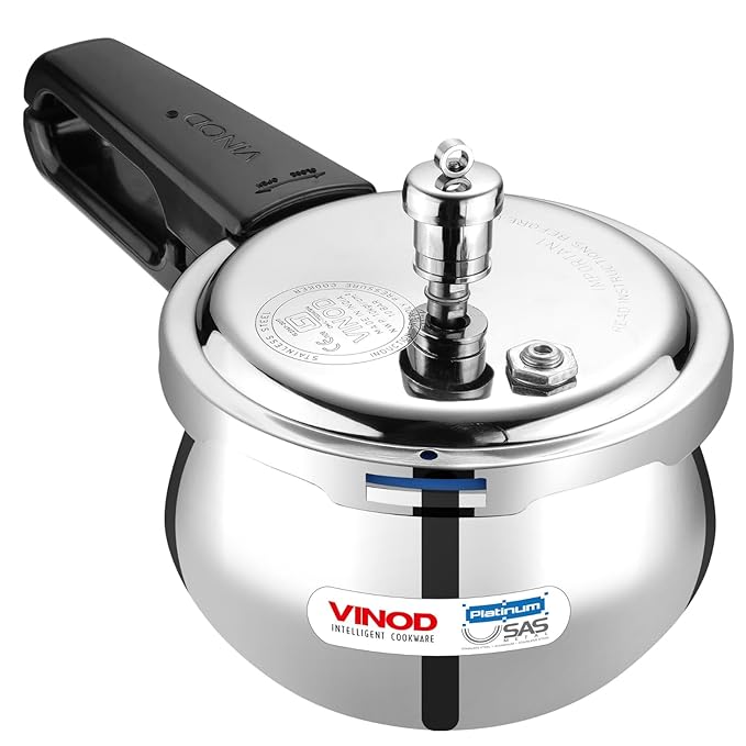 Vinod Splendid Plus Stainless Steel Pressure Cooker Outer Lid 1.5 Litres | SAS Bottom Handi Cooker | Induction and Gas Base