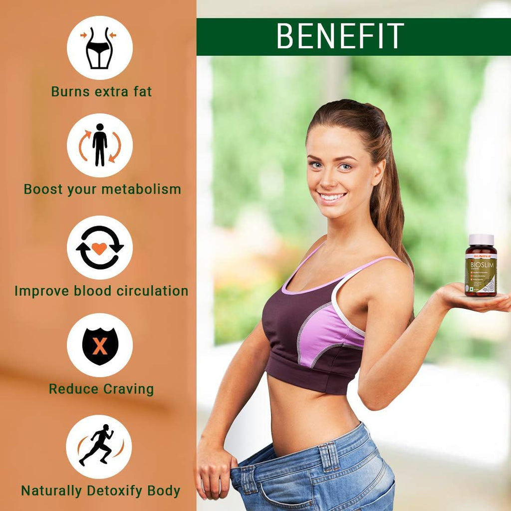 SUNOVA Bioslim Fat Burner Capsules â€“ Organic Weight Management Formula Made of Garcinia Cambogia and Green Coffee Bean Extracts 60 Tablets (Pack of 1)
