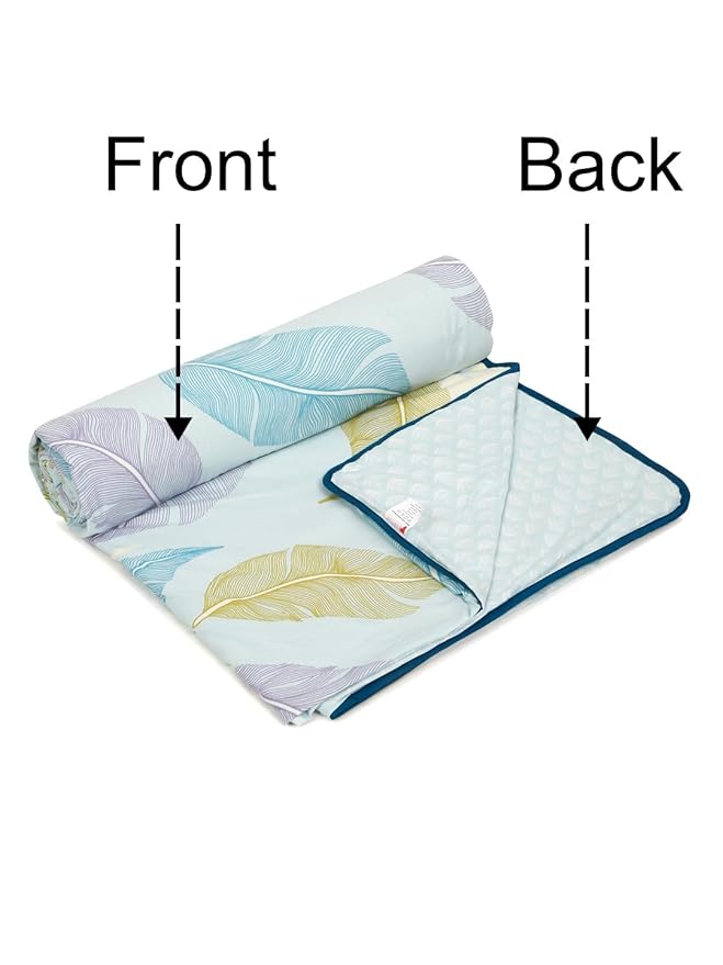 Cortina Ultra-soft Microfiber Reversible 120 Gsm Abstract Double Ac Blanket Quilt Dohar | Sky Blue