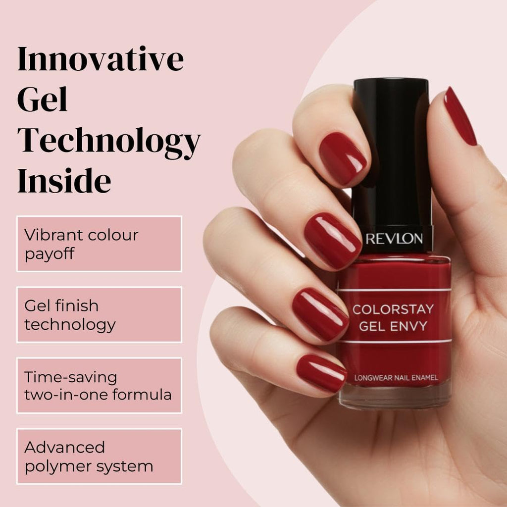 REVLON Colorstay Gel Finish Envy Long Wear Nail Enamel, Queen of Hearts, 11.7ml, Pack Of 1