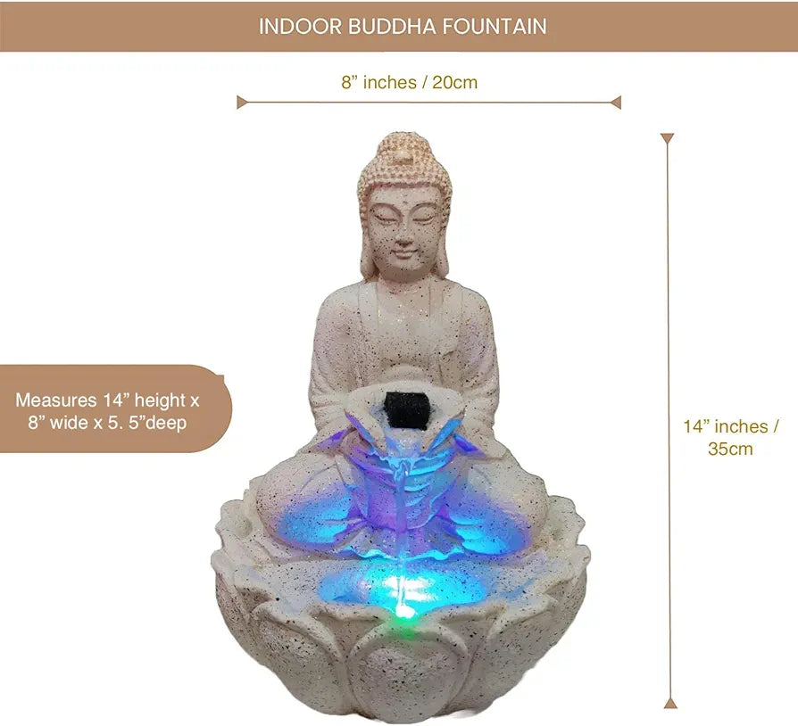 Alila Buddha Statue Water Fountain for Living Room Home Decor 14 inches 35cm OffWhite